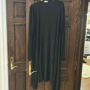 Black, duster, links, knit cardigan
